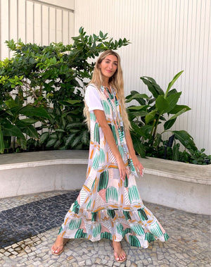 Watercolor Rum Maxi Dress