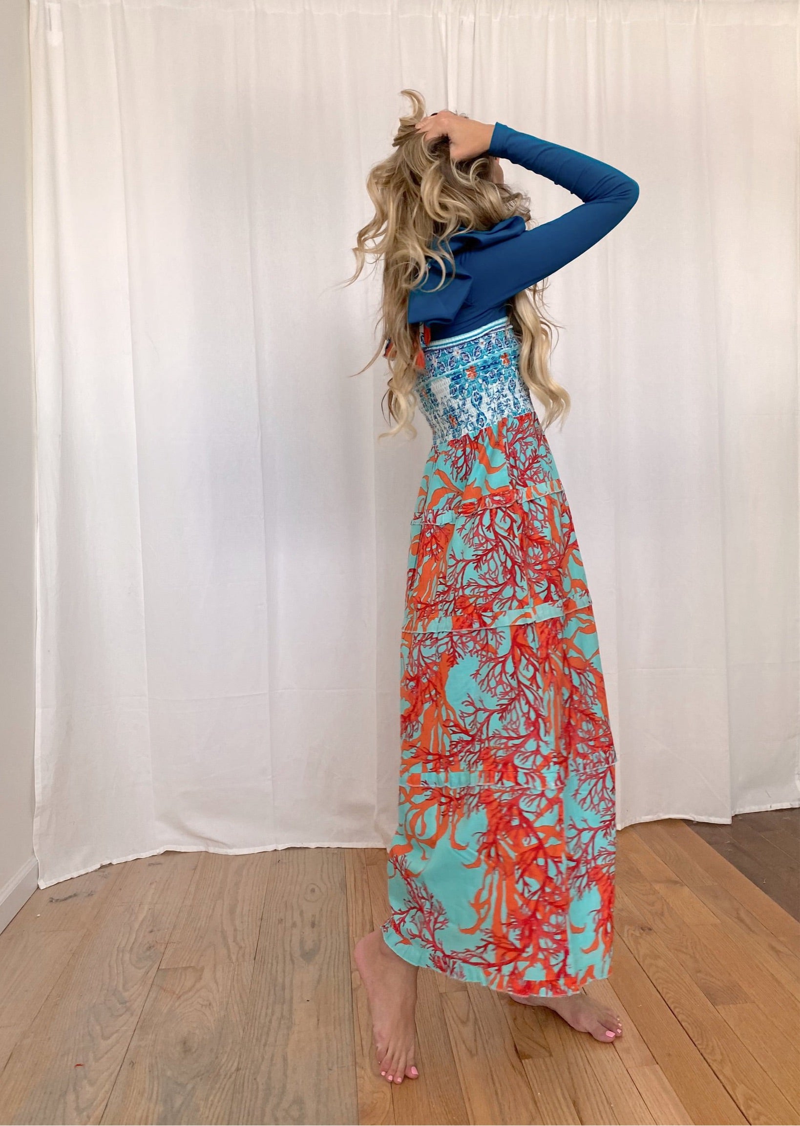 Coral Print Maxi Dress