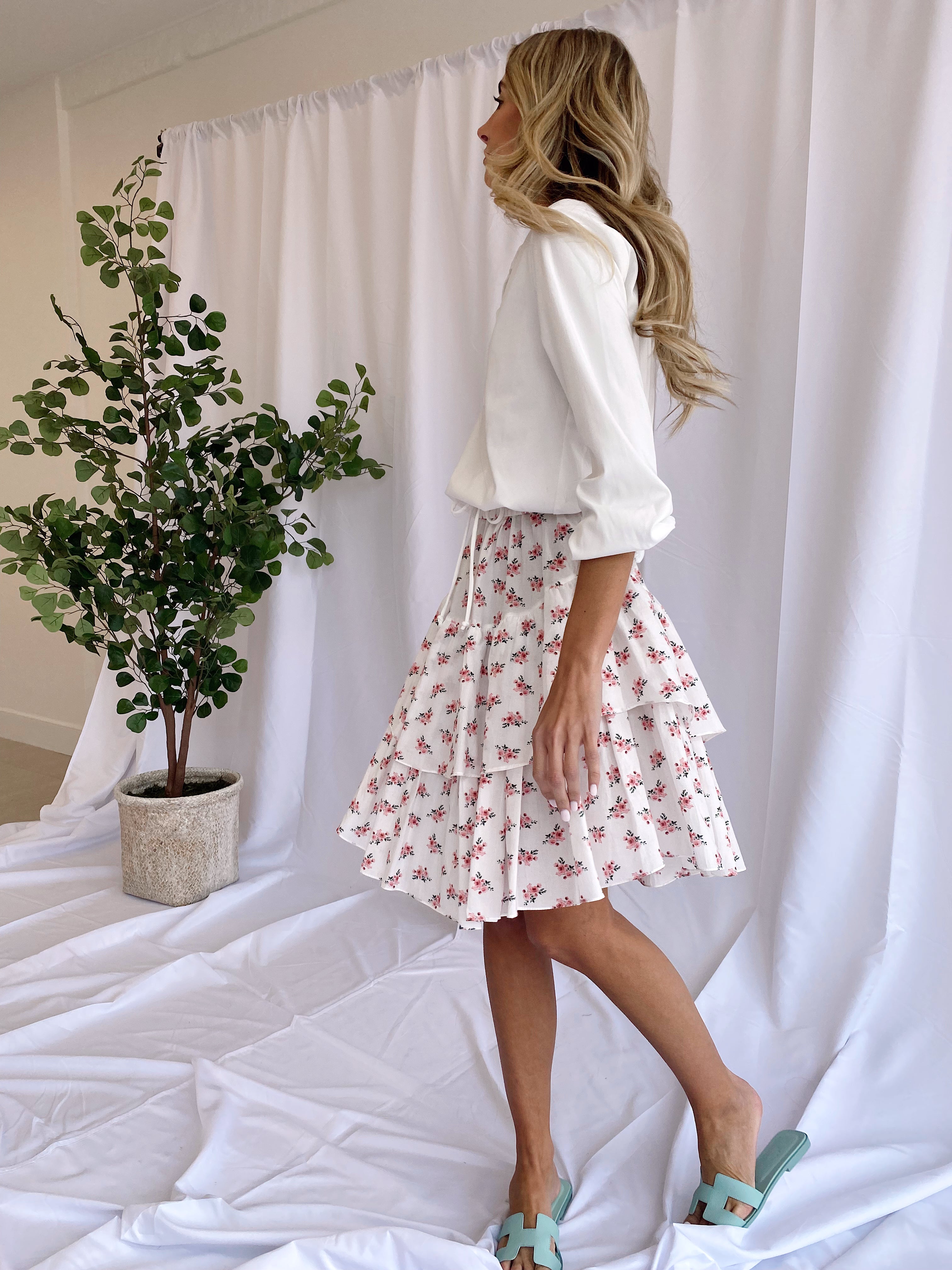 The Pink Floral Tier Skirt